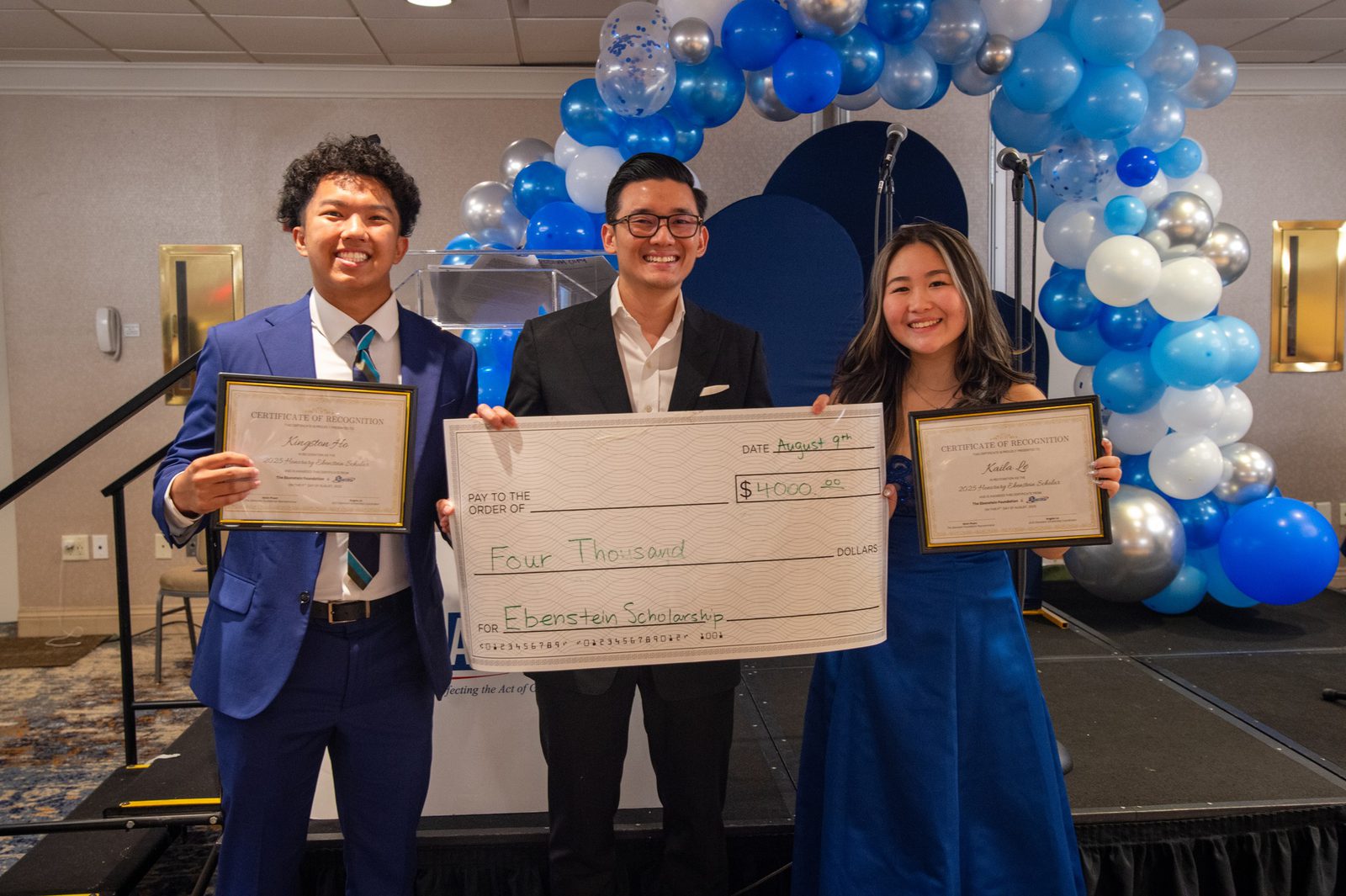 Ebenstein Scholarship winners on stage at the AASuccess Gala